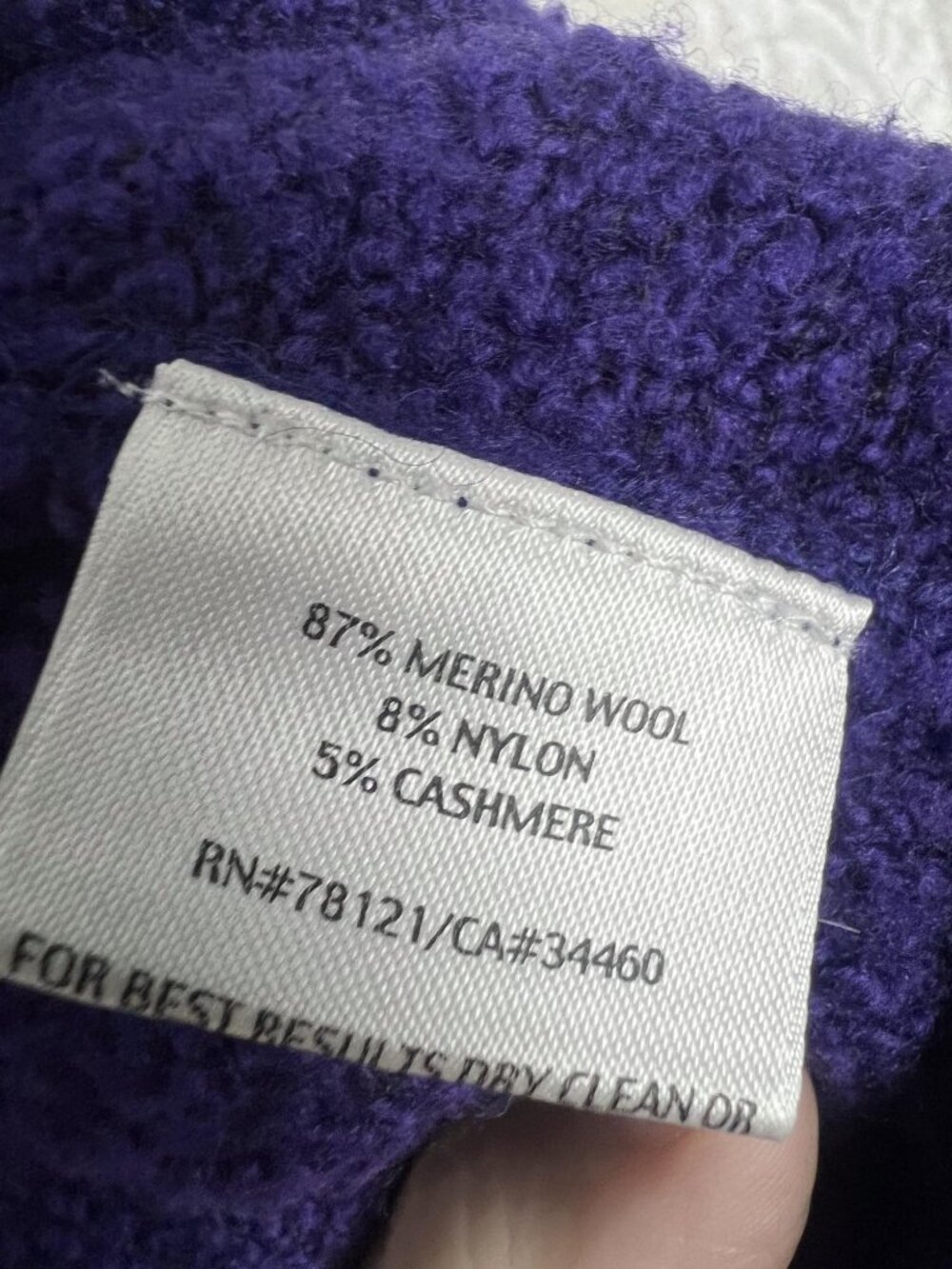 Eileen Fisher merino wool cashmere blend purple boucle knit cardigan sweater L - Picture 5 of 6